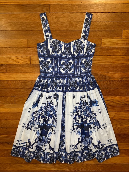 Dolce & Gabbana Dresses & Skirts - Dolce & Gabbana Bustier Midi Dress in Majolica-Print Poplin - IT 44 - US 8
